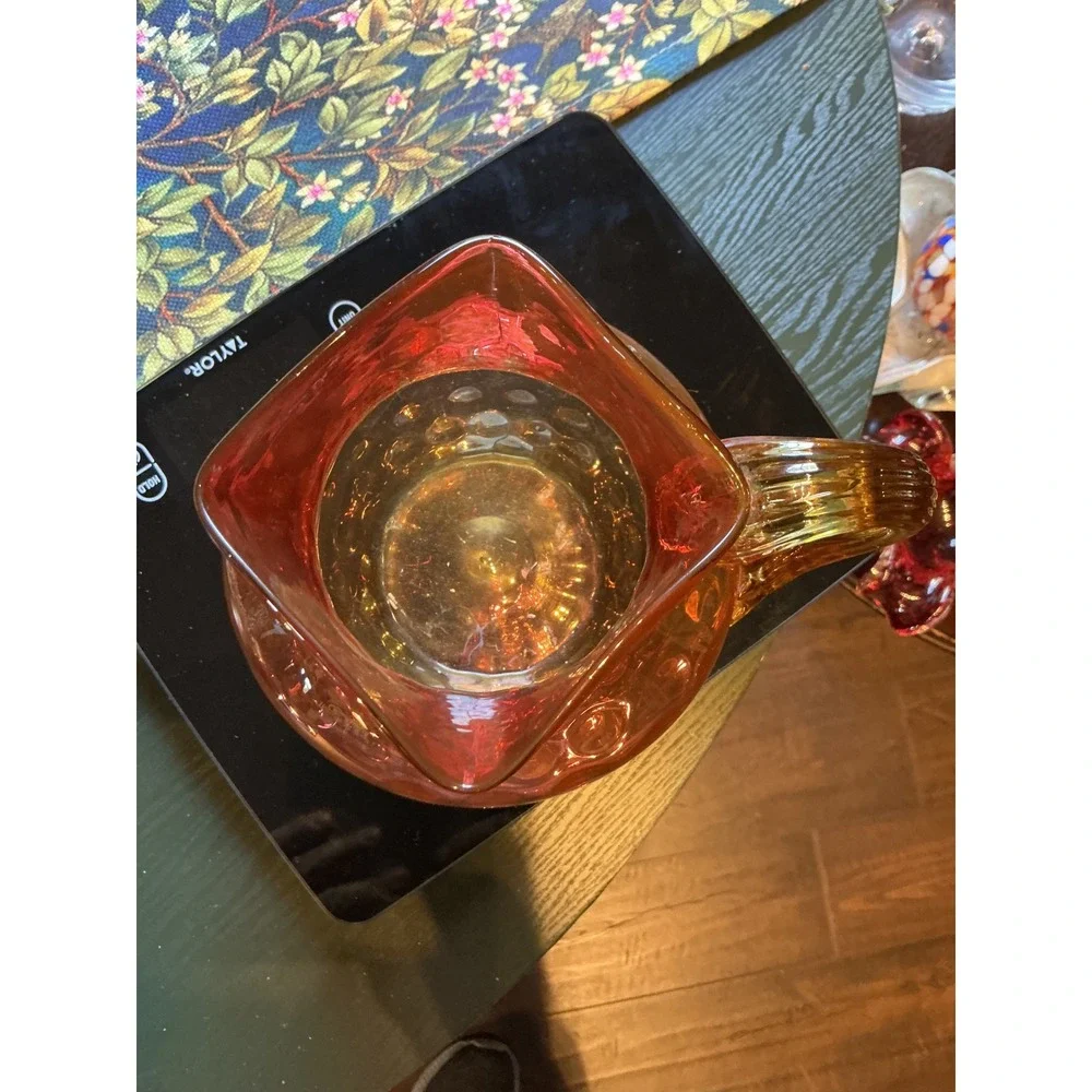 1880s Hobbs, Brockunier & Co. Amberina Glass Pitcher Inverted thumbprint pattern